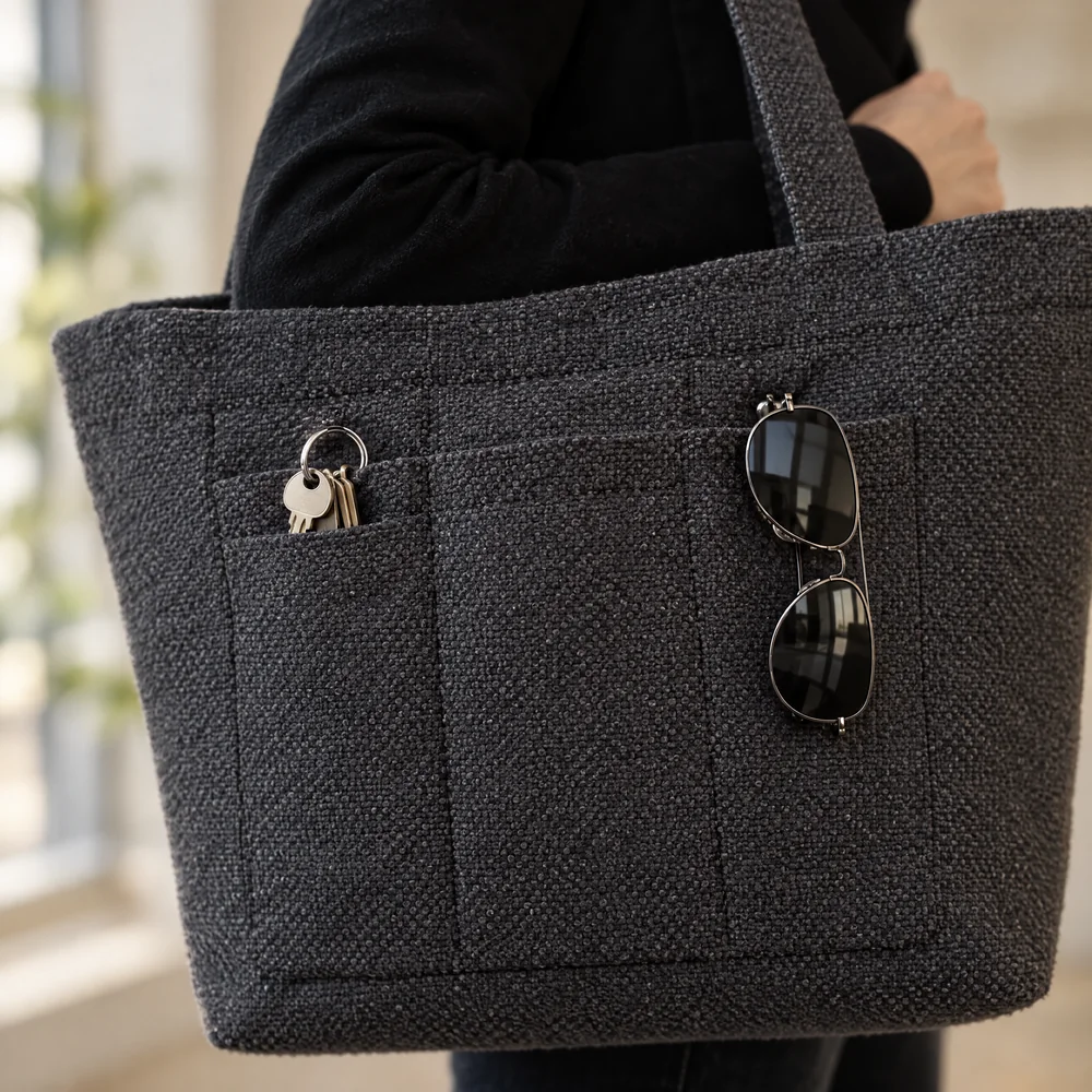 Außenfächer der boldBag mit Schlüsseln und Sonnenbrille
